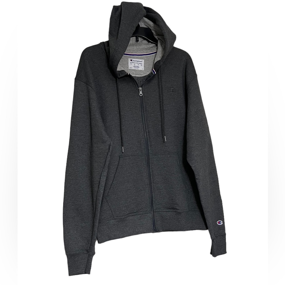 Champion Men's Fleece Full Zip Hoodie Gray Size M